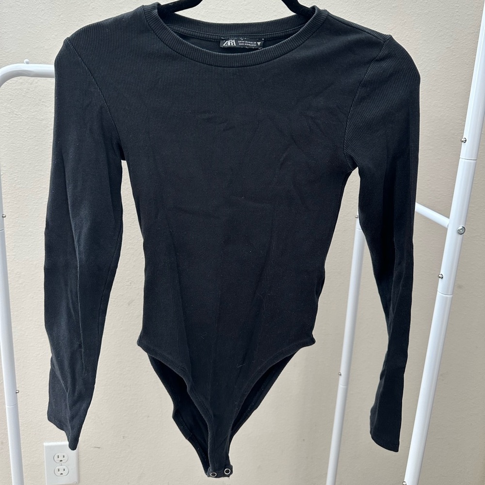 Zara Black Long Sleeve Bodysuit